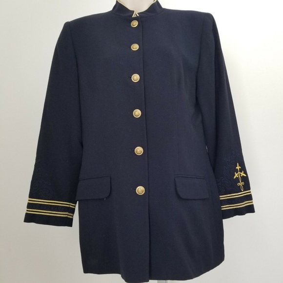 Liz Claiborne Captains Navy Blue Jacket Petite - Picture 1 of 8